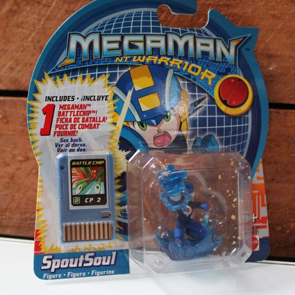 Vintage MegaMan NT Warrior SpoutSoul Figure 2004 Mattel BattleChip CP2 Dead Stoc - Picture 1 of 8